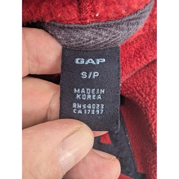Gap Sweatshirt Hoodie Mens Small Red Sherpa Fleece Pullover Logo 1969 Kangaroo - Picture 6 of 9